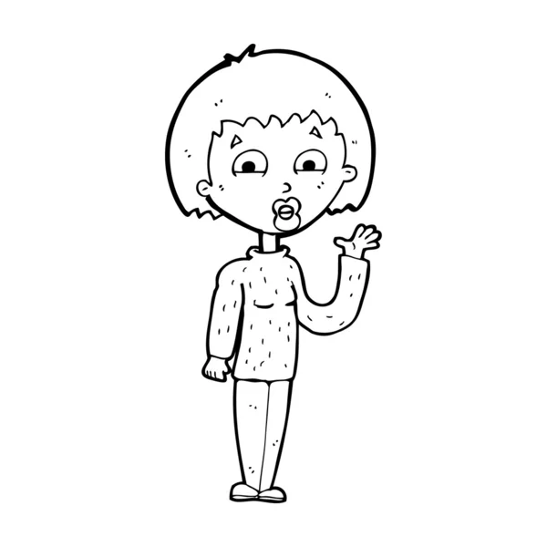 Cartoon woman waving — Stock Vector