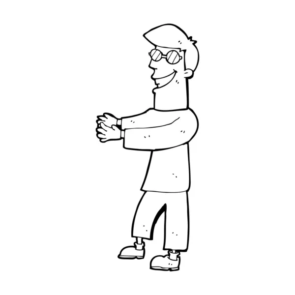 Cartoon grijnzende man dragen bril — Stockvector