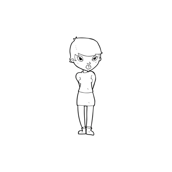 Ντροπαλός γυναίκα κινουμένων σχεδίων — Διανυσματικό Αρχείο