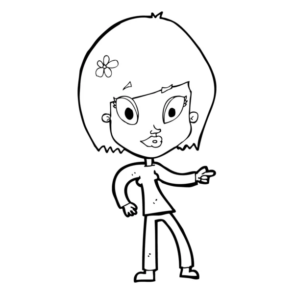 Dessin animé jolie femme pointant — Image vectorielle