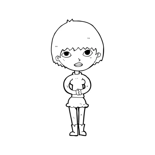 Femme dessin animé attendant patiemment — Image vectorielle