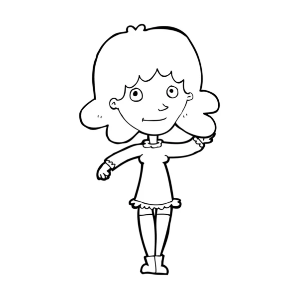 Dibujos animados mujer amigable saludando — Archivo Imágenes Vectoriales