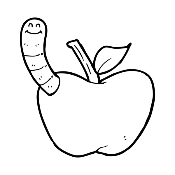 Cartoon-Apfel mit Wurm — Stockvektor