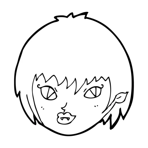 Kartun wajah gadis vampir - Stok Vektor