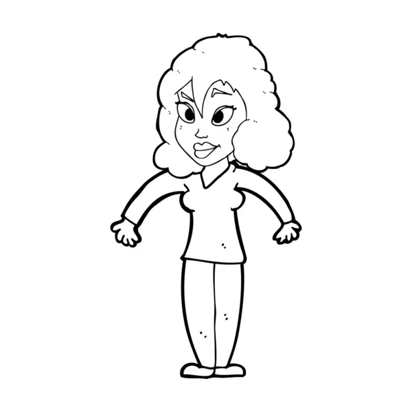 Cartoon vrouw shrugging schouders — Stockvector