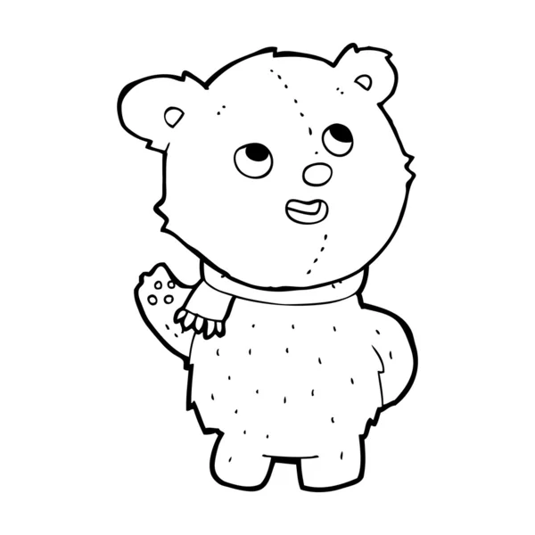 Dibujos animados lindo osito de peluche con bufanda — Vector de stock