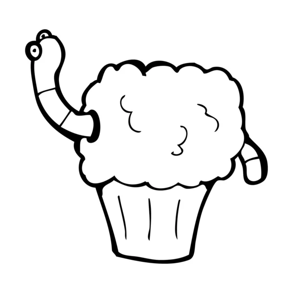 Cartoon-Wurm in Cupcake — Stockvektor
