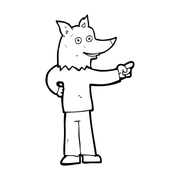 Dessin animé loup homme pointant — Image vectorielle