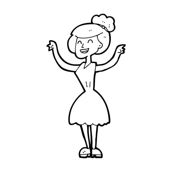 Cartoon woman with raised arms — Stock Vector