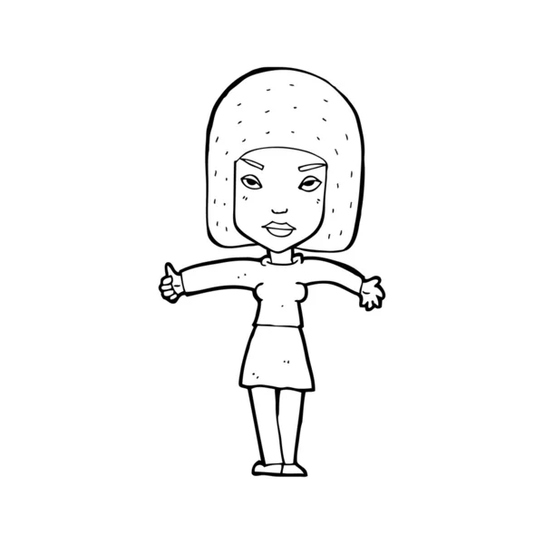 Kreslená žena dává palce nahoru symbol — Stockový vektor