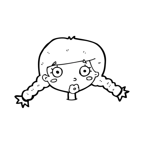 Cartone animato volto femminile confuso — Vettoriale Stock