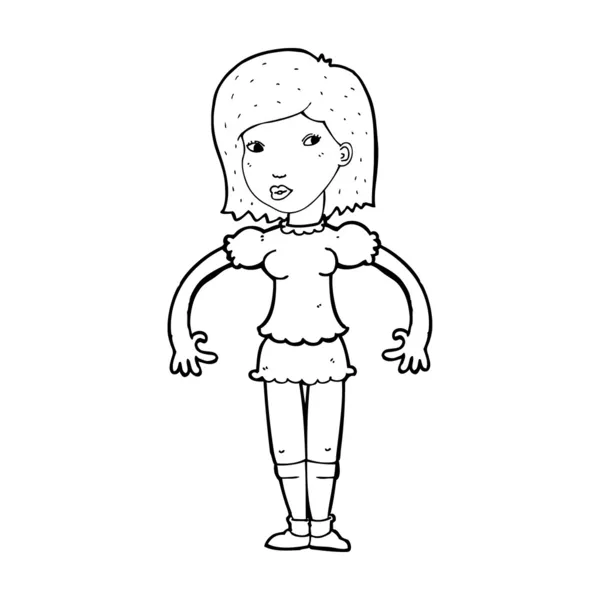横を向いている漫画の女性 — ストックベクタ