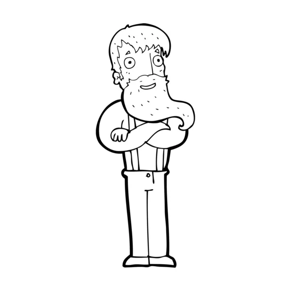 Dibujos animados barbudo hipster hombre — Vector de stock