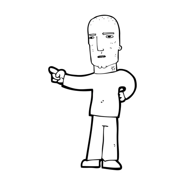 Cartoon tough guy pointing — Stock Vector