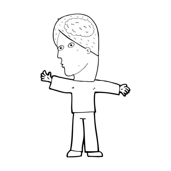 Człowiek z kreskówki z mózgu — Wektor stockowy