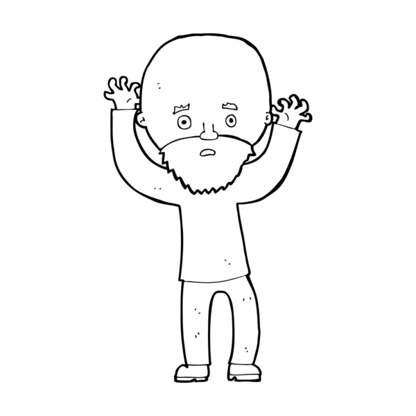 Dessin animé barbu homme paniquer — Image vectorielle