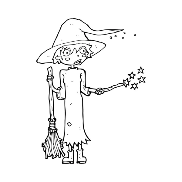 Kreslené čarodějnice casting kouzlo — Stockový vektor