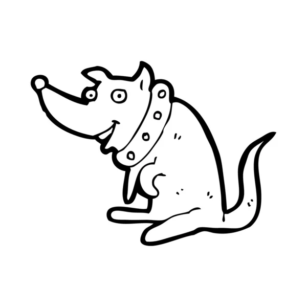 Cartoon happy dog in big collar — Stock Vector