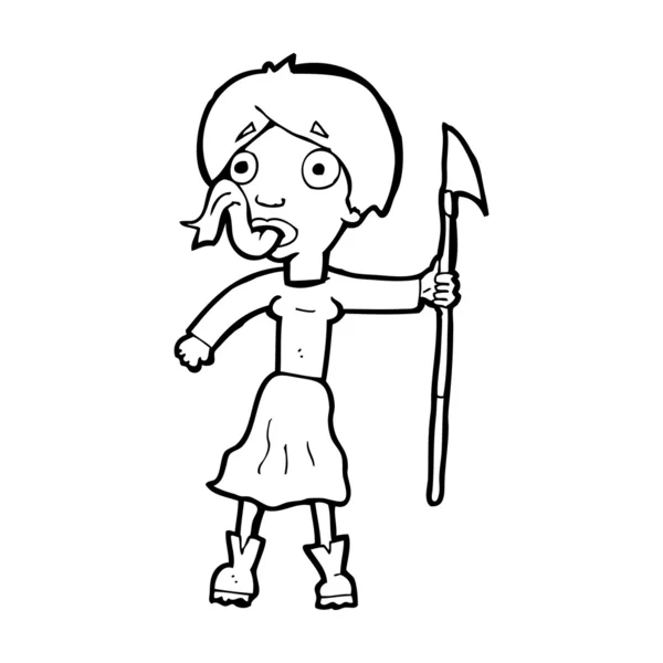 Kobieta z kreskówki z włócznią wystający język — Wektor stockowy