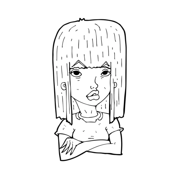 Chica de dibujos animados con los brazos cruzados — Vector de stock