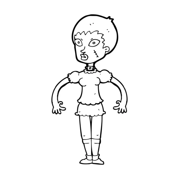 Desenho animado mulher monstro zumbi — Vetor de Stock