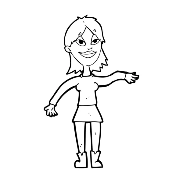 Cartoon vrouw maken hand gebaar — Stockvector