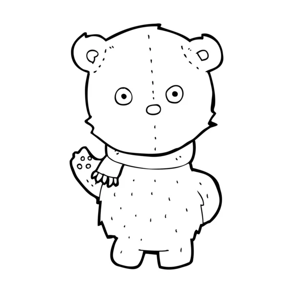 Cartoni animati orsacchiotto indossare sciarpa — Vettoriale Stock