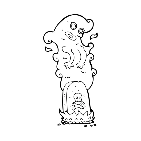 墓から立ち上がる漫画の幽霊 — ストックベクタ