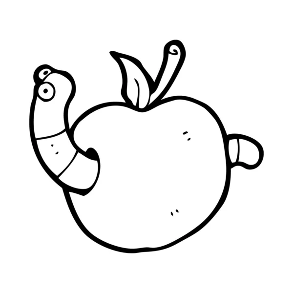 Karikaturorm i eple – stockvektor
