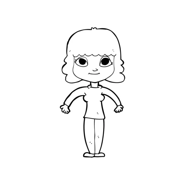 Mujer de dibujos animados hombros encogidos — Vector de stock