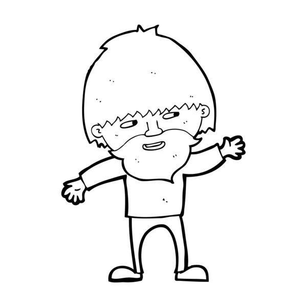 Dibujos animados hombre barbudo feliz saludando — Archivo Imágenes Vectoriales