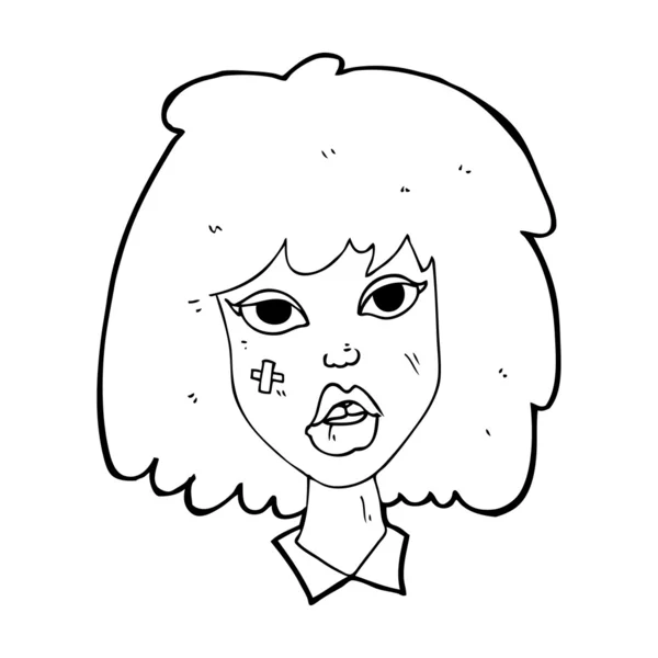 Καρτούν γυναίκα με μελανιασμένο πρόσωπο — Διανυσματικό Αρχείο