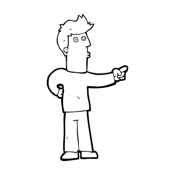 Cartone animato uomo curioso che indica — Vettoriale Stock