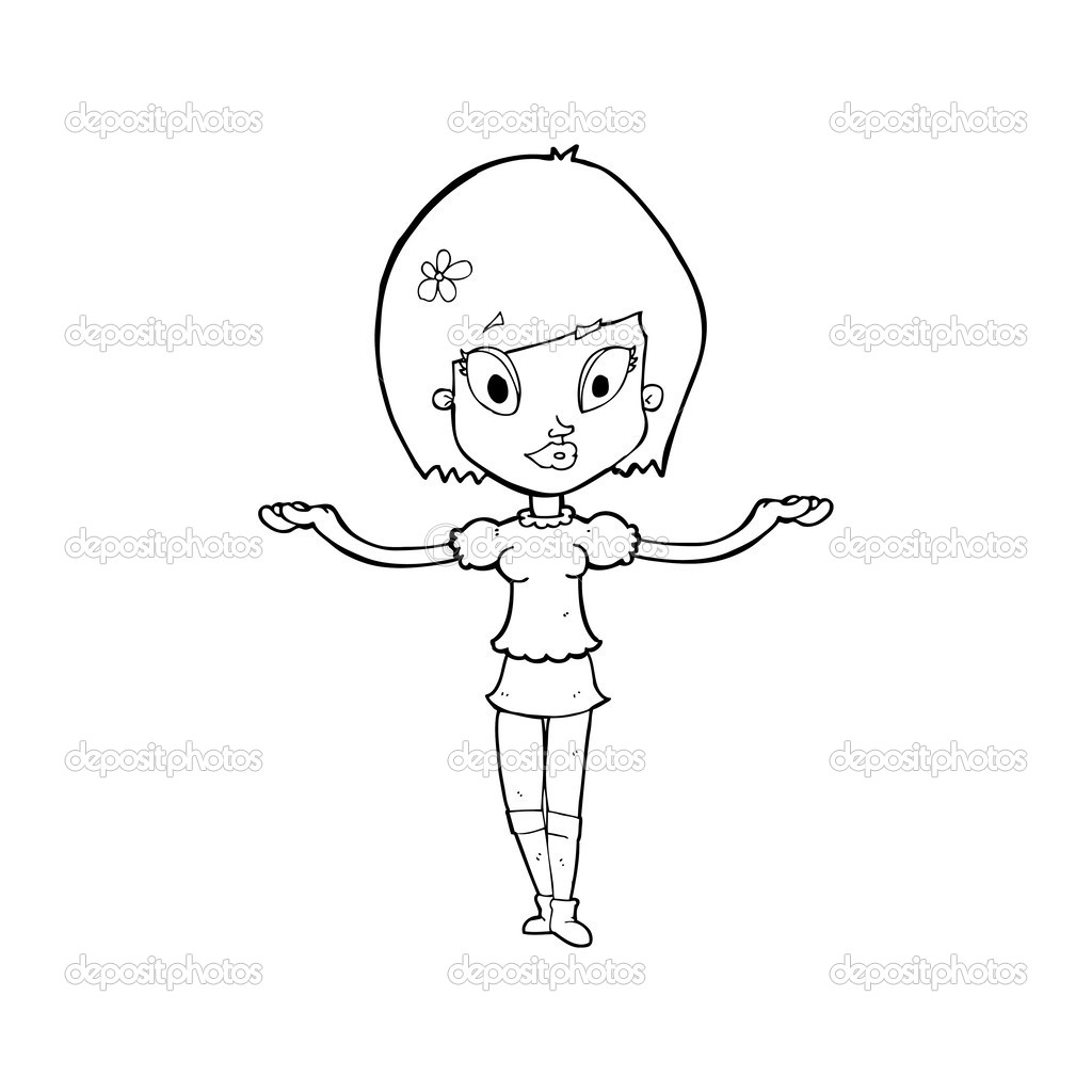 Mujer de dibujos animados haciendo gesto de equilibrio vector, gráfico  vectorial © lineartestpilot imagen #38435645