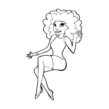 Oturan kadın el sallıyor.