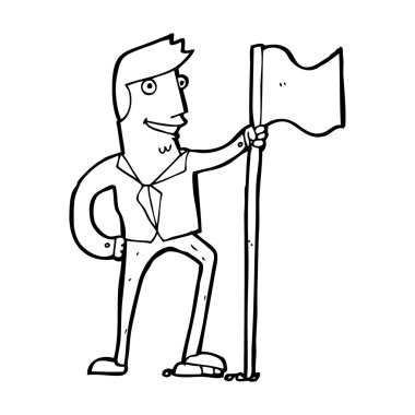 Çizgi filmci bayrak dikiyor.