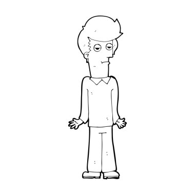 Çizgi filmdeki sıkılmış adam omuz silkiyor.