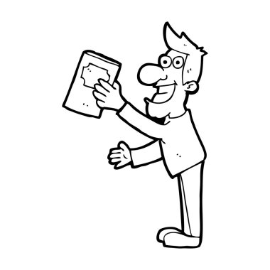 Kitaplı çizgi film adamı.