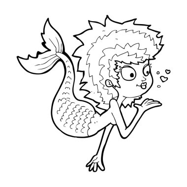 Çizgi film denizkızı öpüşüyor.