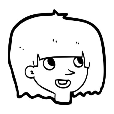 çizgi film mutlu kadın yüzü