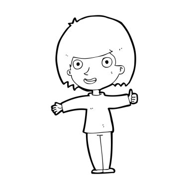 karikatür mutlu kadın