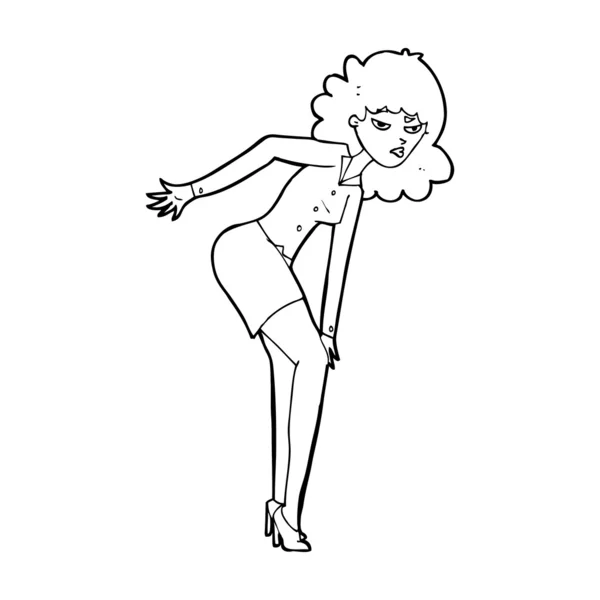Desenho animado irritado mulher esfregando joelho — Vetor de Stock