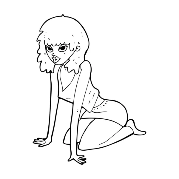 Mujer de dibujos animados tirando pose sexy — Vector de stock