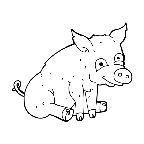 Dessin animé cochon heureux — Image vectorielle