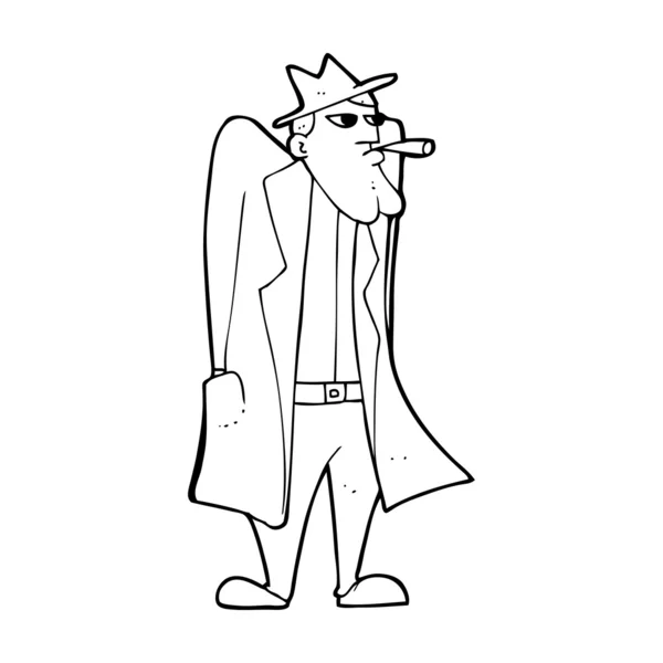 Homem dos desenhos animados em chapéu e casaco de trincheira — Vetor de Stock
