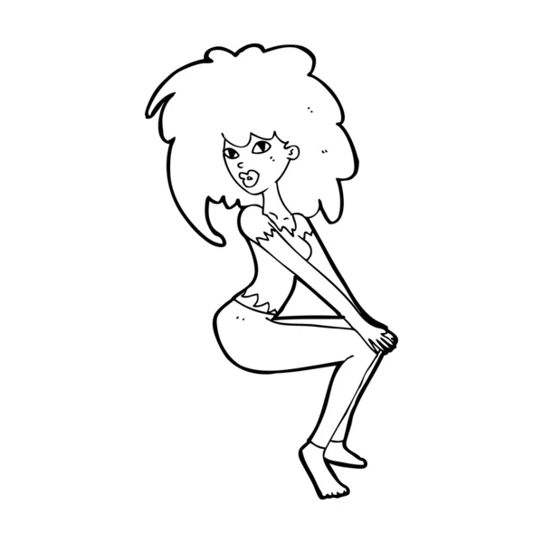 Mujer de dibujos animados con el pelo grande — Vector de stock