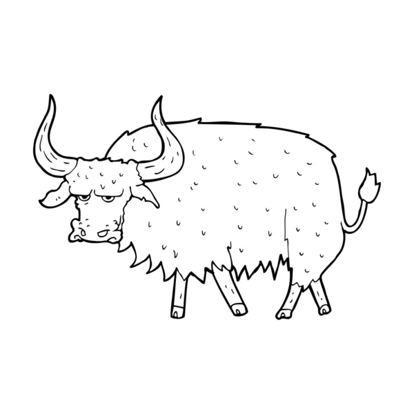 Dibujos animados molesta vaca peluda — Vector de stock