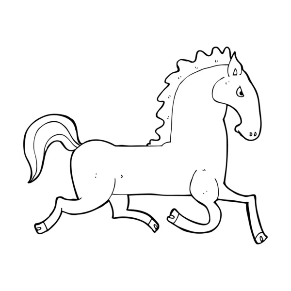 Kreslený běžící černý hřebec — Stockový vektor