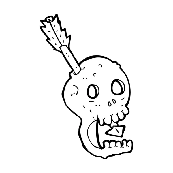 面白い漫画の頭蓋骨と矢印 — ストックベクタ