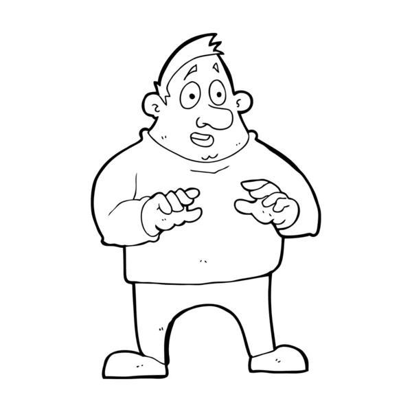 Kreslený nadšený nadváha muž — Stockový vektor